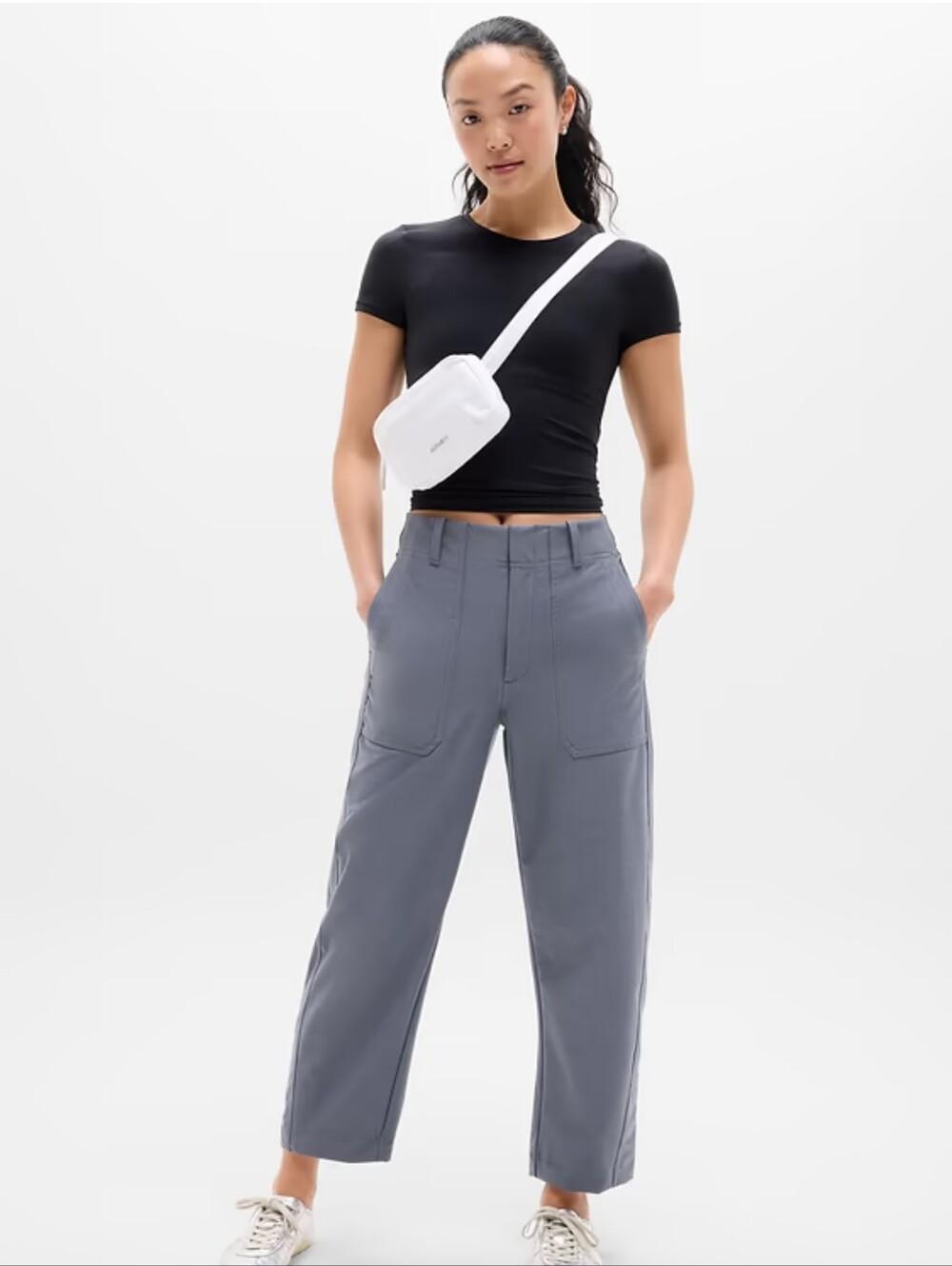 Athleta Skyline High Rise Stretch Barrel Leg Casual Pant Slate Gray Women's 0
